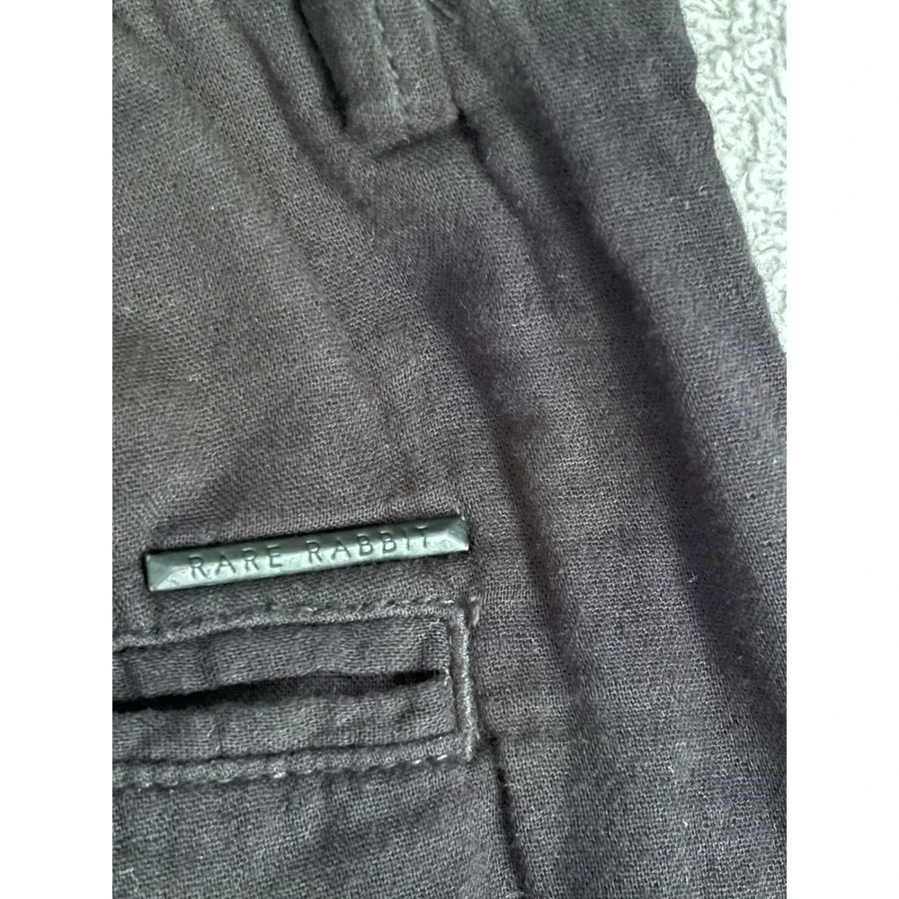 Rare Rabbit Pastor Black Drawstring Linen Blend Pants Men 34 Tapered Casual 0807